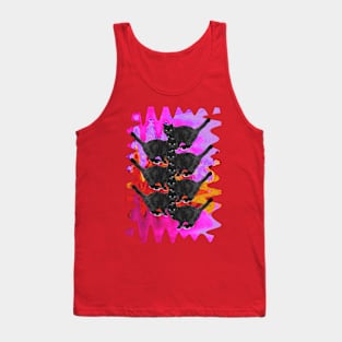 Psychedelic Black Cat Funny Melty colorful background surreal collage Tank Top